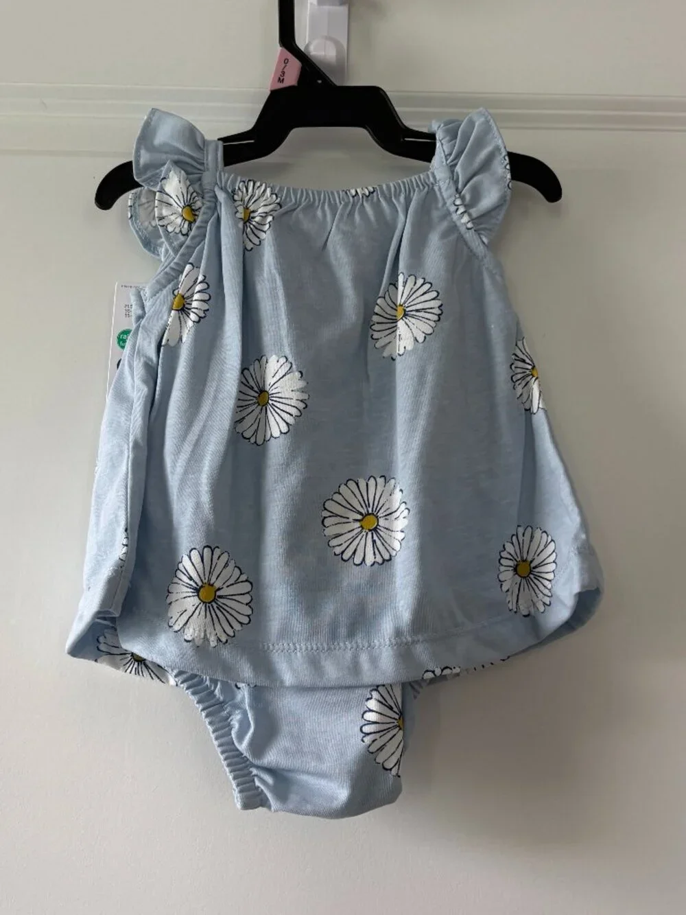 Carter's Child of Mine Baby Girl Light-Blue Daisy Dress Romper Size 0-3 Months